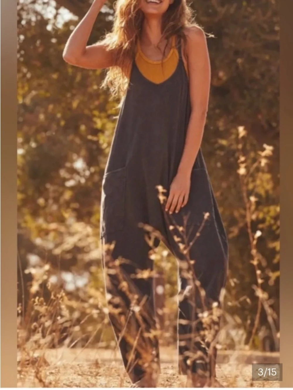 Free People FP Movement Washed Black Hot Shot Jumpsuit Size M 38624